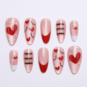 <span class=keywords><strong>Kit</strong></span> de <span class=keywords><strong>manucure</strong></span> DIY <span class=keywords><strong>pas</strong></span> <span class=keywords><strong>cher</strong></span> pour la Saint-Valentin 2026 : Faux ongles à presser en forme d'amande, motif cœur, effet œil de chat détachable - Product Image 2