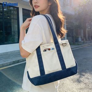 Sac fourre-tout en toile de coton de grande taille <span class=keywords><strong>avec</strong></span> logo imprimé personnalisé, <span class=keywords><strong>avec</strong></span> une <span class=keywords><strong>poche</strong></span> <span class=keywords><strong>extérieure</strong></span>, sac d'épicerie réutilisable - Product Image 1