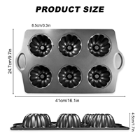 MIXWARES Moule à muffins 6 cavités et plaque de cuisson antiadhésive professionnelle pour gâteaux à la citrouille, muffins, compatible four