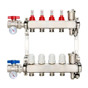 DR-1224 Stainless Steel Radiant Floor Heating Manifold with Flow Meter
