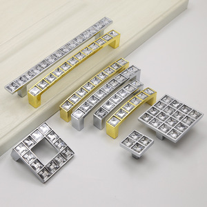 Crystal Drawer Pulls Luxury Chrome Gold Color <strong>Diamond</strong> studded Wood Furniture <strong>Cabinet</strong> Door Crystal Handles - Product Image 3
