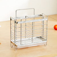 Support de rangement mural ou de comptoir en métal ventilé et durable pour couverts, baguettes et fourchettes, avec égouttoir intégré pour cuisine domestique