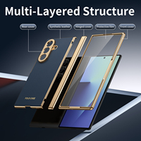 VIETAO Luxuriöse Galvanisch Vergoldete PU-Leder Handyhülle für Galaxy Z Fold 8 Ultra 7 6 5 4 Hochwertige Rutschfeste Gewebte Textur