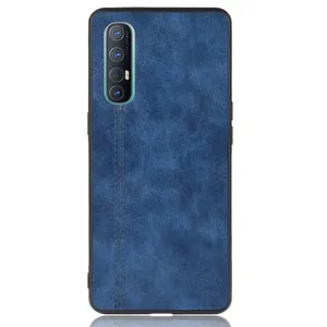 Designer Phone Case For Oppo Find X2 Neo Shockproof Sewing Cow Pattern Skin PC + PU + TPU Case(Blue)