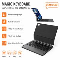Nouveau clavier magique sans fil BT 5,4 GHz avec rétroéclairage RVB, étui magnétique avec pavé tactile en verre USB-C pour iPad A16 et iPad 10e génération ODM OEM