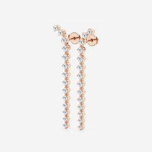 Boucles d'oreilles pendantes incurvées en diamant rond cultivé en laboratoire 2 carats, bijoux élégants et tendance pour femmes, design moderne et luxueux. - Product Image 1