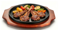 Plat à rôtir rond en fonte avec base en bois massif, facile à nettoyer et durable, pour cuisinière à gaz, restaurant et usage domestique