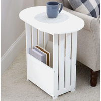 Table d'appoint polyvalente et moderne pour salon, extensible, avec plateau rabattable en MDF et porte-revues pour usage domestique