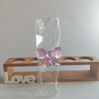 Vase à fleurs hydroponique en verre clair de conception irrégulière créative Offre Spéciale avec nœud papillon rose décor à la maison Style Art déco