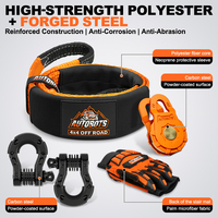 Sarung Tangan Penyelamat Pohon Tree Saver D Shackle Snatch Block Recovery Gloves Polyester 3" X 8ft Heavy Duty Off-Road Winch Tree Saver Strap untuk ATV Jeep