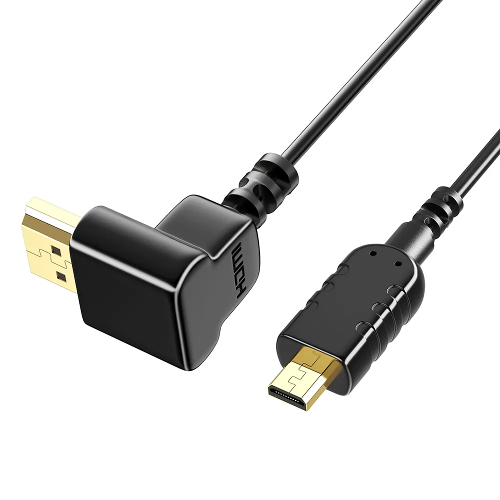 Ultra Slim Micro hdmi 90 degree Type D to Type A hdmi cable with 4K Gold Plated OD2.5mm Micro HDMI