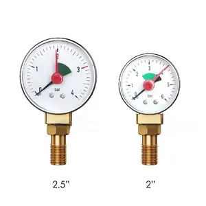 2.5 Inch Screw Type High Pressure Steam Boiler Water Manometer Meter Pressure Gauge With 2 Pointers