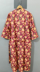 Bata Larga Floral para Mujer, Manga Tres Cuartos, Cuello en V, Algodón Suave Tejido, Kimono Informal para Primavera - Product Image 2