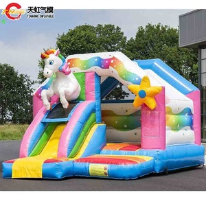 <span class=keywords><strong>Château</strong></span> gonflable licorne en PVC commercial avec toboggan pour enfants, idéal pour les fêtes et les carnavals - Product Image 2