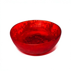 Bol en résine rouge à motif marbré, pour servir le riz, la salade, les fruits, les collations, pour la cuisine, la table à manger. - Product Image 1