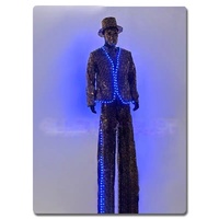 Costume de danse sur échasses lumineuses à LED, barre de 2 mètres, ensemble de performance pour défilé de parc, miroir doré, adultes en stock