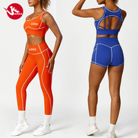 Nouvel arrivage : Ensemble de yoga haute performance, coupe ajustée, effet push-up, taille haute, dos à bretelles, sans couture avant, très extensible, avec logo personnalisé OEM