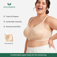 Sujetador inalámbrico SHANGBINI con copas moldeadas y ventilación, talla grande, escote pronunciado, top cómodo, sin costuras, suministro de fábrica con logotipo OEM personalizado