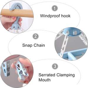 Organizador de Ropa de un Solo Nivel, Plegable, de Plástico, con 32 Pinzas y Colgador de Secado - Product Image 4