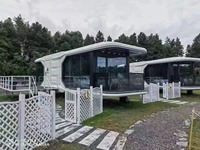 Akıllı kontrol sistemi mobil açık ofis lüks taşınabilir Modern prefabrik Showroom uzay kapsül ev