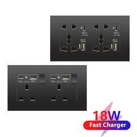 Interrupteur d'éclairage 13A UK, prise USB Type-C universelle 18W à charge rapide intelligente, prise murale électrique double USB AC 110-250V