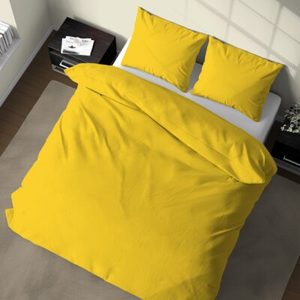 Ensemble de housse de couette 100% coton jaune, taille Queen française 240x220cm - Product Image 1