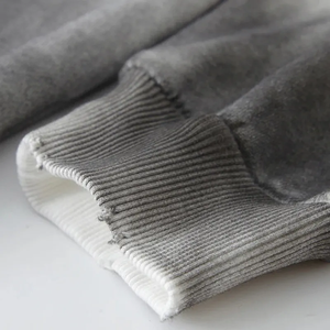 Sweat à capuche chaud et doux en coton doublement ombré fabriqué en usine, couleur mélangée blanche grisâtre élégante - Product Image 3