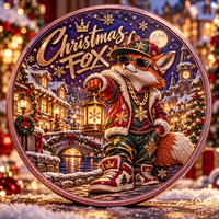 Pièce de monnaie commémorative en cuivre pur 999 de 1 oz, motif renard de Noël personnalisé, en boîte cadeau, impression UV 3D en relief, objet de collection, souvenir