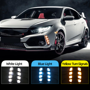 Luci Diurne a <span class=keywords><strong>LED</strong></span> per Honda <span class=keywords><strong>Civic</strong></span> Type R 2018 2019 con Indicatore di Direzione Giallo, Impermeabili in ABS - Product Image 5