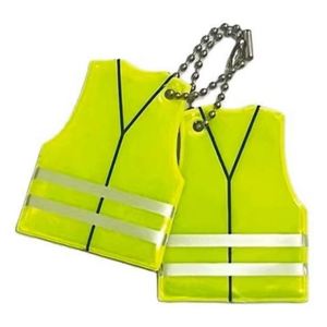 <b>Custom</b> Logo Reflective Safety Vest <b>Keychain</b>, Promotional PVC Reflector Pendant for Company Gifts, School Safety Programs - Product Image 1