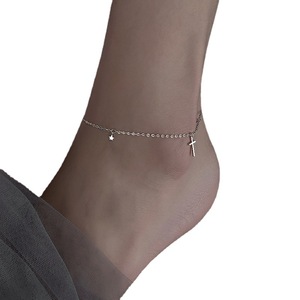 Fine 2024 bijoux de mode européens croix 925 bracelets de cheville en argent Sterling pour les femmes en gros - Product Image 6