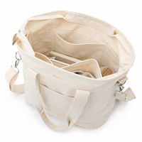 Sac fourre-tout en toile de coton grande capacité, vente en gros, tissu 16 oz, poche avant, fermeture éclair intérieure, fermeture magnétique, emballage cadeau, approvisionnement en vrac