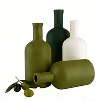 Échantillons gratuits Bouteille en verre de liqueur verte haute brillance Rhum Whisky Vodka 50ml 100ml 200ml 375ml 500ml 750ml 1000ml avec boîte d'emballage