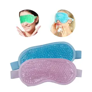 Mascarilla de Gel para ojos hinchables, máscara reutilizable para terapia del sueño con cuentas de Gel caliente o frío