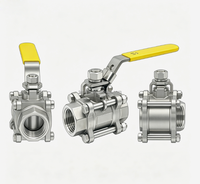 Vanne à boisseau sphérique manuelle trois pièces 1/2"-4" pour températures moyennes DN50 en acier inoxydable SS304/316 avec joint PTFE pour applications générales OEM