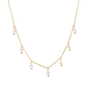 Freshwater Pearl Tassel <b>Necklace</b> 18K Gold Stainless Steel Women's Everyday Wear - Product Image 5