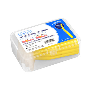 L-Shaped Interdental Brush Stainless Steel Bristles <b>Soft</b> For Teeth Cleaning With Cap Yellow Pink Orange Green Blue 20 Pack - Product Image 2