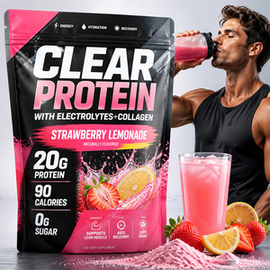 Aislado de Proteína de Suero en Polvo, Sabor Limonada de Fresa, Proteínas, Electrolitos, Péptidos de Colágeno, Sin Azúcar, Sin Lactosa - Product Image 1