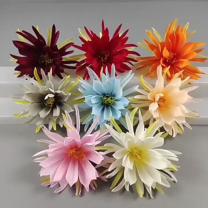 7 Kleur 21Cm Kunstmatige Epiphyllum Hoofd Verbazingwekkende Zijden Bloem Voor Bruiloft Feest Muur Auto Decoraties