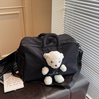 Sac de voyage et de sport à roulettes grande capacité, imperméable, avec compartiment pour trolley, motif ours en peluche mignon, couleurs pastel, pour la nuit et les activités sportives