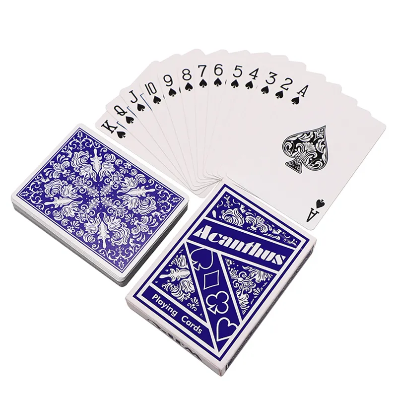 WJPC Печать Классическая Экологически чистая прочная карта для покера 54, перерабатываемая роскошная бумага с логотипом, игральные карты спереди и сзади