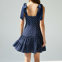 Robe Courte Estivale 2026 Coquette à Pois et Volants avec Bretelles Nœud en Soie – Tenue Esthétique pour Festivals – Mode Femme OEM ODM