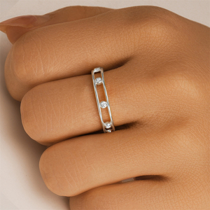 Anillos Abiertos de Plata de Ley 925 con Cristales de Circonio y Grabado de Luna - Product Image 5
