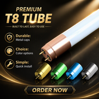 Tube LED en verre avec capuchons en aluminium 3000K-6500K 4 pieds 220V pour bureau, certifié CE ROHS, éclairage intérieur