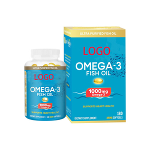 Kapsul Lunak Minyak Ikan Omega-3 Label Pribadi OEM untuk Dewasa, Tinggi Protein, Mendukung Kesehatan Jantung, Sendi & Kulit, 180 Kapsul - Product Image 1