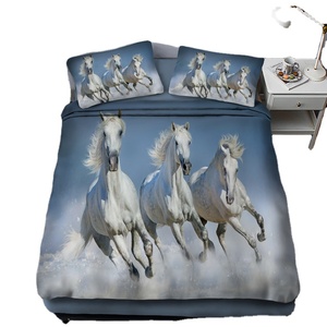 Parure de lit classique, impression numérique 3D, motifs animaux cheval, avec drap, housse de <span class=keywords><strong>couette</strong></span> et taies d'oreillers - Product Image 4