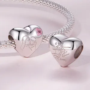 JLN nuevo 925 plata esterlina bebé huella colgante encantos corazón de la eternidad cuenta para mujer pulsera collar regalo del Día de la madre