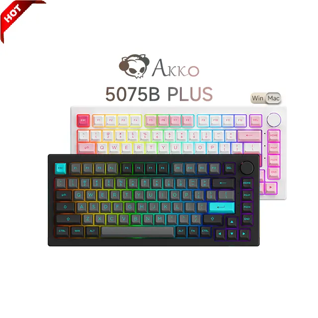 AKKO 5075B PLUS mechanical gaming keyboards DIY RGB backlit 75% layout Wireless Macro Keyboard