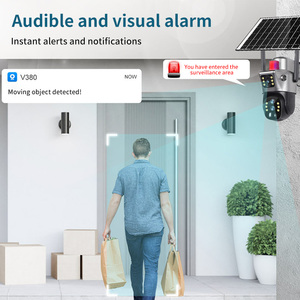VESAFE Inteligente Ao Ar Livre Trilha Sem Fio Ptz Dome Vigilância Alarme 3Lens 4g Sim Card V380 Câmera de Segurança CCTV Solar Powered