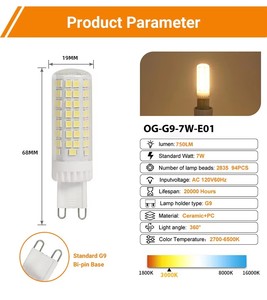 Ampoule LED G9 Mini Populaire AC120V, Lampes LED G9 120LM/W, Haute Luminosité, Économie d'Énergie, Source Lumineuse LED Sans Stroboscope - Product Image 2